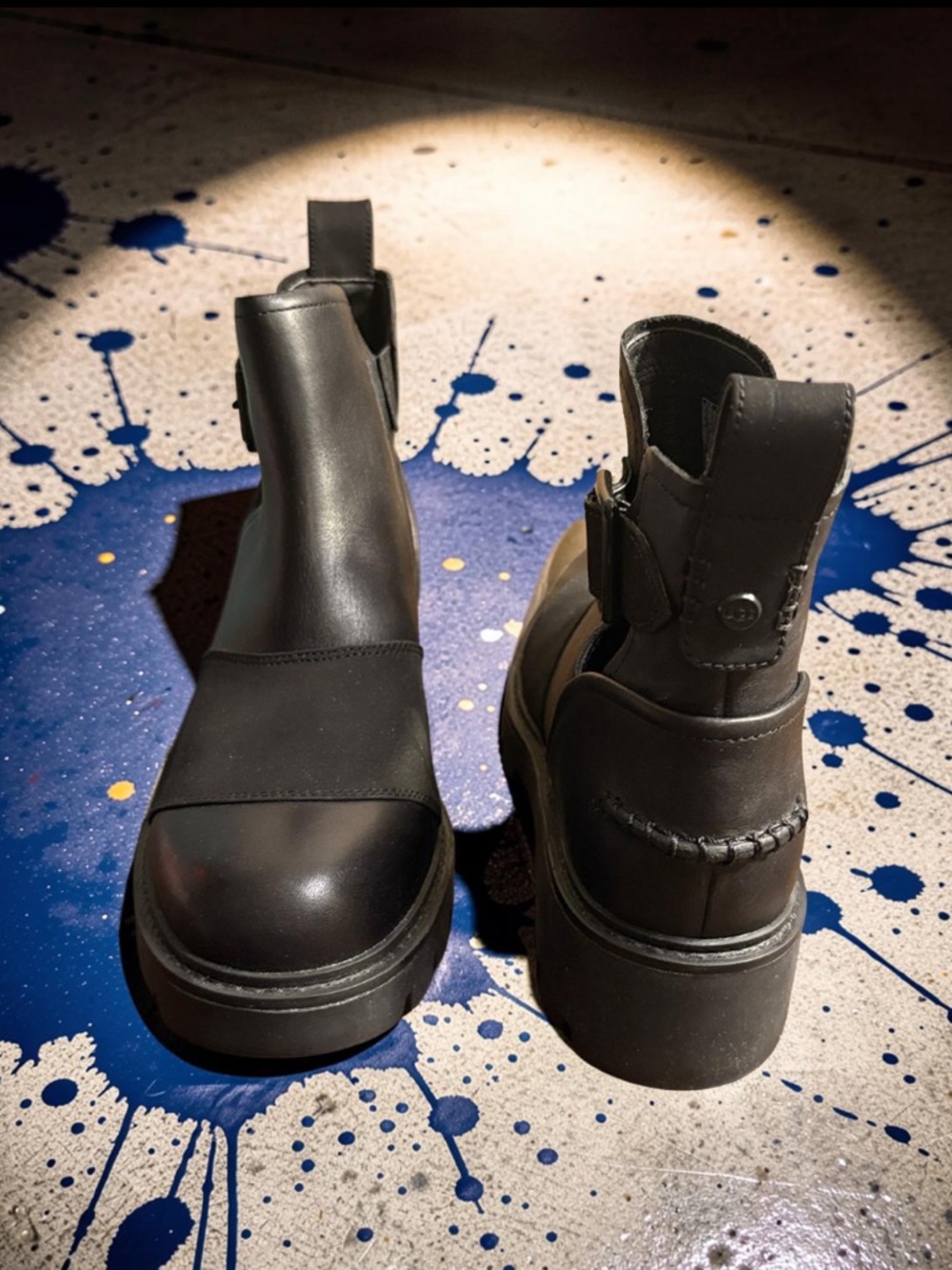 UGG Leather Black W Stockton Lug-Sole Ankle Boots